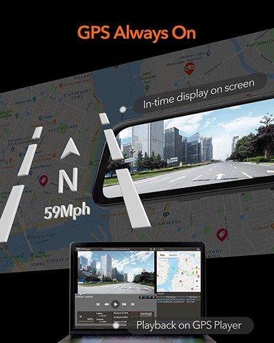 WOLFBOX G840S 4K Mirror Dash Cam Rear View Mirror Dash Cam Front and Rear Camera - Picture 6 of 10