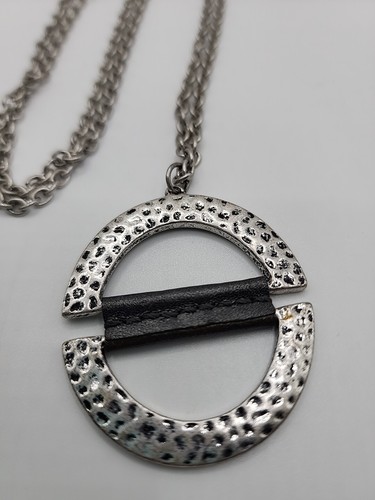 Ciondolo vintage Premier Designs 36" + 2" tono argento strass tondi anni 90 - Foto 12 di 18