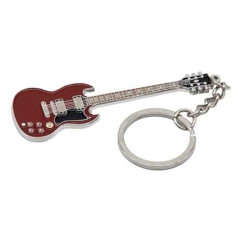 Angus Young (AC/DC) Replica Electric Guitar polished silver-plated keyring - Picture 2 of 2