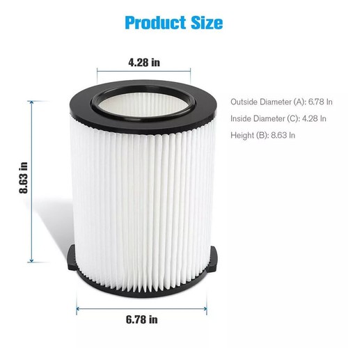 2 Pack VF4000 Filter For RIDGID Wet/Dry Washable Vacuum Garage Shop Vac Pleated - 第 5/6 張圖片