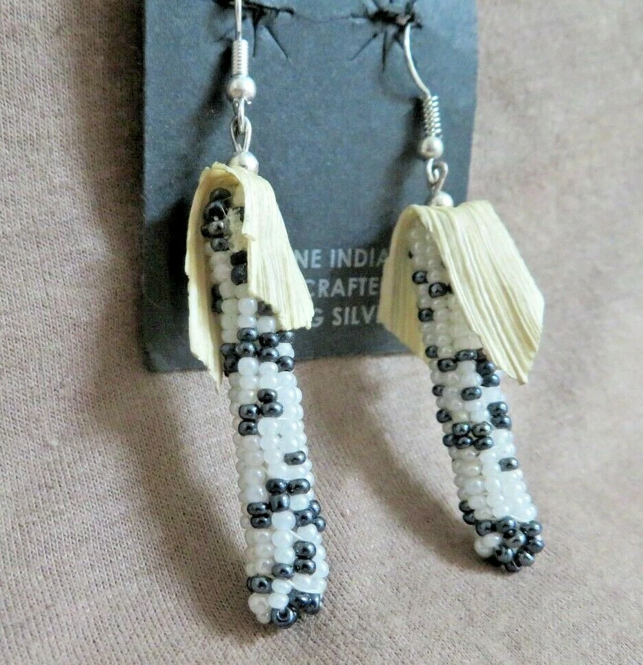 Native Navajo Beaded Corn Offering Dangle Hook Earrings by Shauni