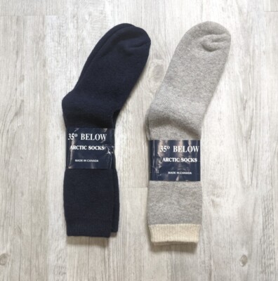 Vintage 35° Below Wool Nylon Socks Lot of 2 Size 8-10 Unisex Blue & Gray Canada