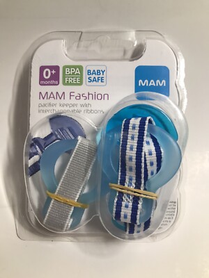 New MAM Fashion Clip for Pacifiers Teethers 0+ Months Package Blue Baby Newborn