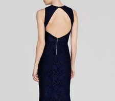 $680 NWT Alice+Olivia Women's Knee Length Lace Floral Sleeveless Dresses 8 Navy