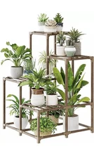 Bamworld Plant Stand Indoor Plant Shelf Outdoor Wood Plant Rack for Multiple Pla