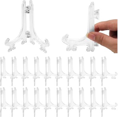 25 Pcs 4 Inch Acrylic Card Stands Coin Plate Easel Display Stand
