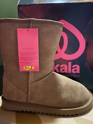 New UKALA  Australian Merino Wool Kids SYDNEY Chestnut Low Suede BOOTS Size 3