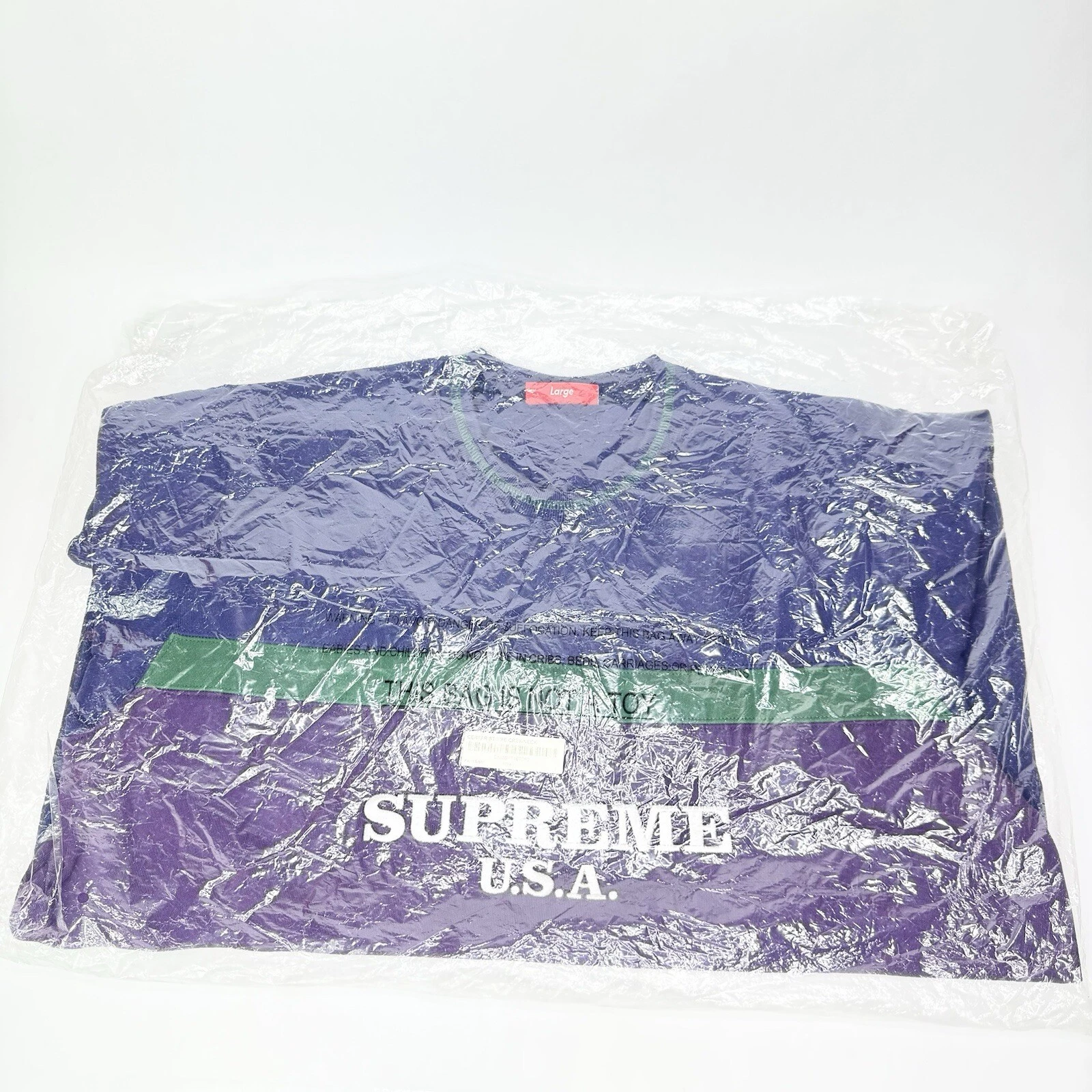 Sweat col rond Supreme USA FW16 à rayures centrales multicolore grand Royal