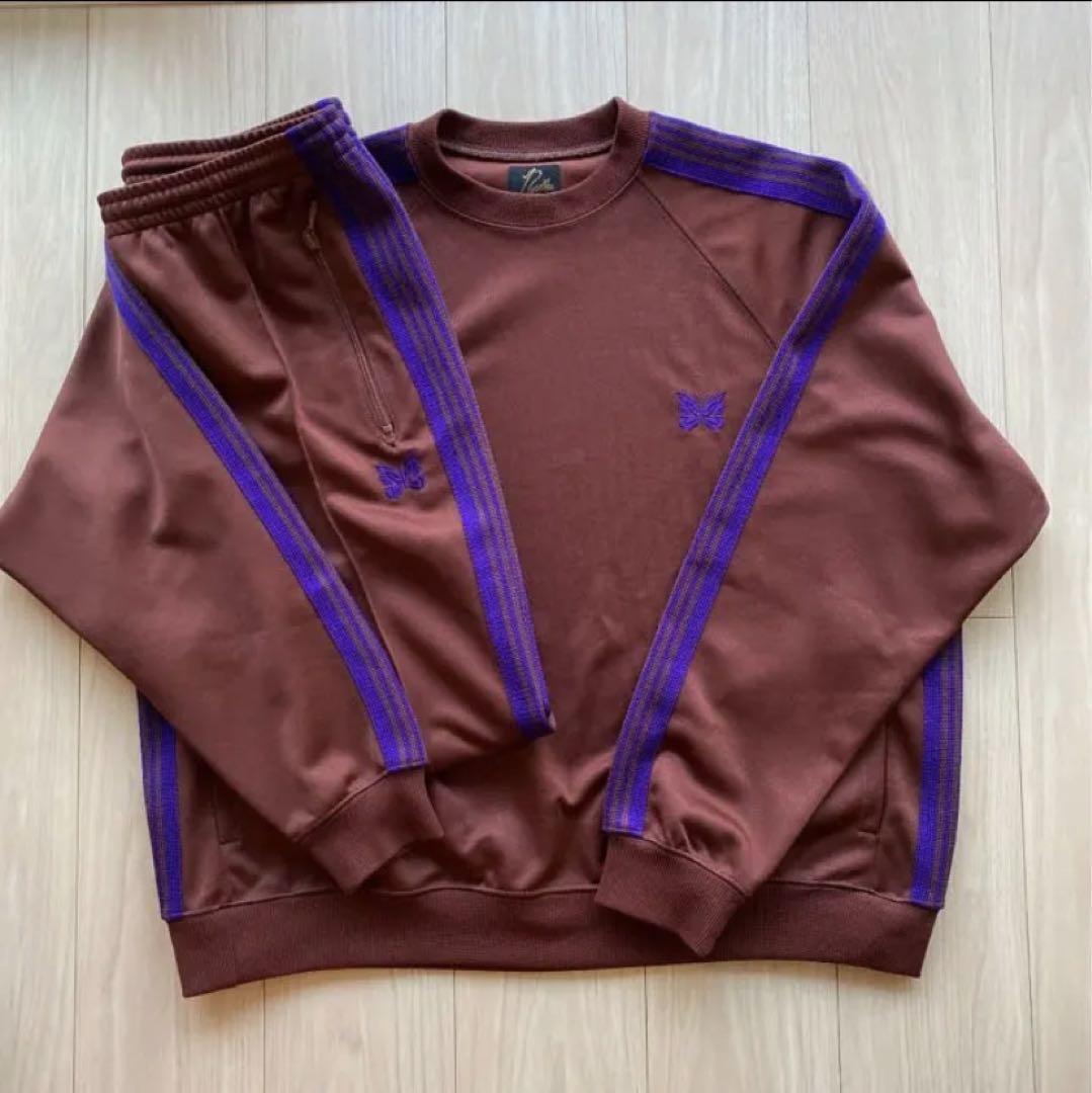 NEEDLES Track Trainer L & Pants M Setup Brown x Purple lines Used 