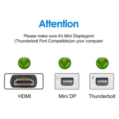 Thunderbolt Mini DP auf HDMI Adapter Stecker Buchse Kabel für Macbook Pro Air TV - Bild 2 von 6