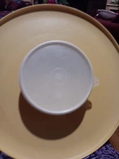 3-PC TUPPERWARE NO. 492-5 YELLOW CHIP N DIP SERVING TRAY AND BOWL W/ LID VINTAGE