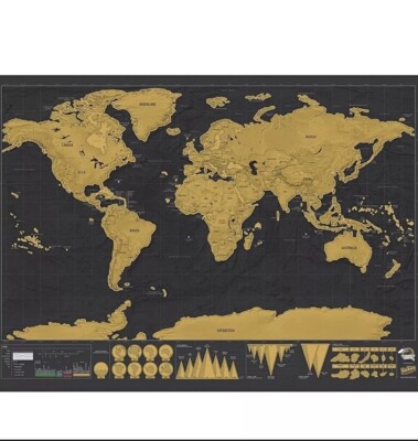 Luckies Scratch Map Deluxe World Map Poster Personal Travel New Open Box
