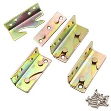 4 Sets Heavy Duty Bed Rail Brackets Wood Bed Frame Connectors with Screws