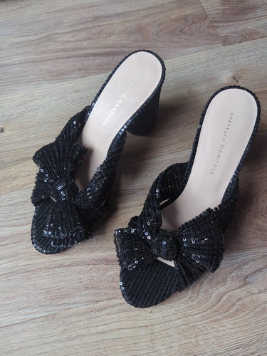 Loeffler Randall Penny Knot Black Sequin Slip On Mule Sandals Womens 10 - Picture 7 of 13