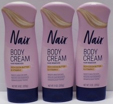 Lot of 3 Nair Body Cream Hair Remover Rich Cocoa Butter  Vitamin E 9 oz. Each