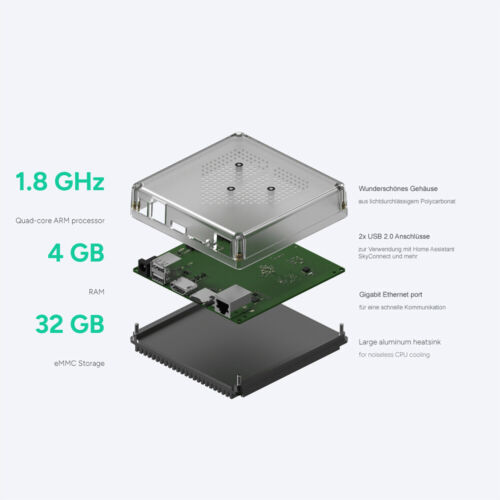 Home Assistant Green Smart Home Hub 2X USB, Gigabit LAN, opt. ZBT-1 - SkyConnect - Foto 7 di 13