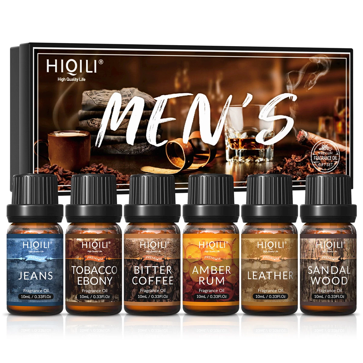 HIQILI Best Essential Oil Set for Men, 6X10ML Manly Fragrance Oil Perfume  DIY