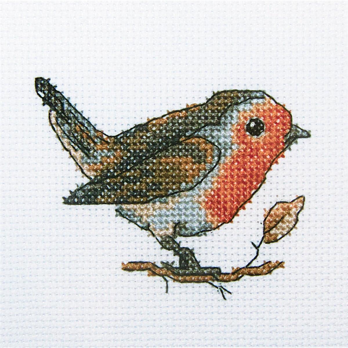 RTO counted Cross Stitch Kit ""Redbreast"" H222, 10x10 cm, DIY