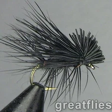 1 dozen (12) - Elk Hair Caddis - ALL BLACK
