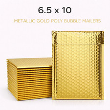 Metallic Gold Poly Bubble Mailers  0 6.5x10 Padded Self Seal Envelopes