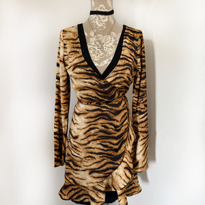 knee length dresses for ladies Simone Sweater Dress- Tiger M
