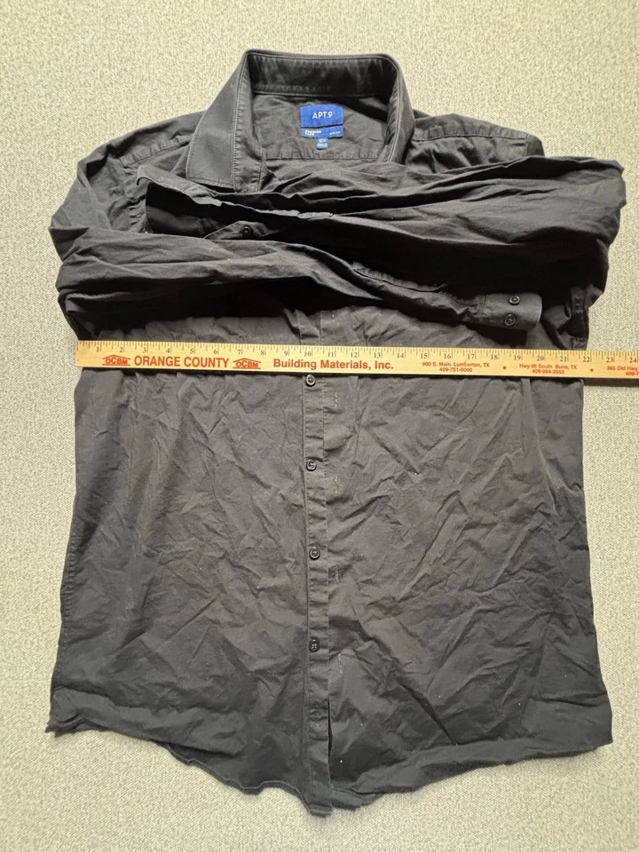 APT. 9 Camisa de vestir para hombre 171/2 36/37 negra ajustada manga larga Premier Flex Foto 3 de 4
