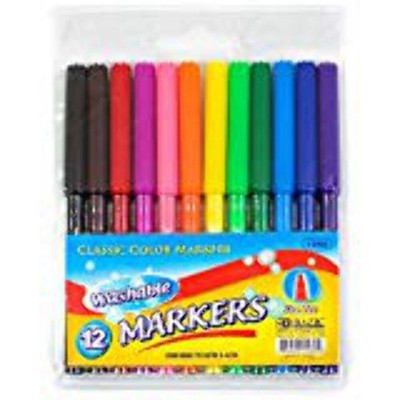 BAZIC 12 Fine Line Washable Watercolor Markers, Box Pack of 12 [1280]