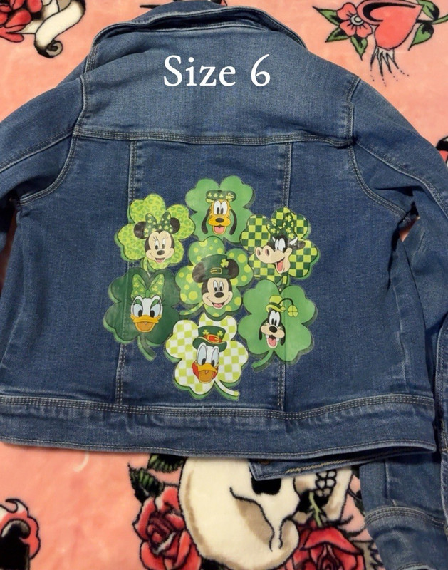 Disney Girls Blue Denim Jacket Mickey & Friends Embroidered Button Size 6