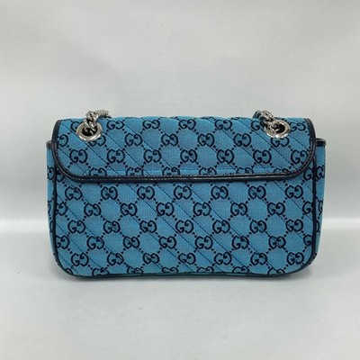 Gucci Marmont 26 Blue Denim Shoulder Crossbody Bag Almost Brand