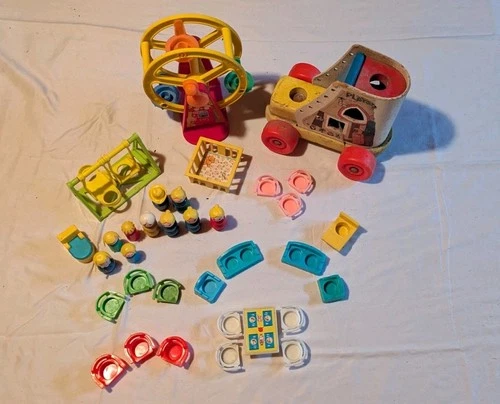 Lot 34 Vintage Fisher-Price Little People Furniture Farris Shoe Toilet Desk Swin