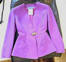 Thierry Mugler Sculptural Bright Purple Suit  Pin 100 Wool Size 36 Excellent