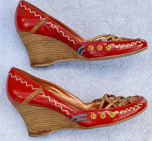 Bronx Women's Leather Espadrilles Hand Stitched Size 6 UK (39 EU) In Red - Picture 5 of 14