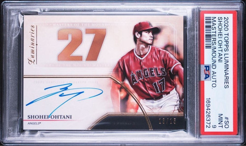 2020 Topps Luminaries Shohei Ohtani On card Auto Autograph /15 PSA 9