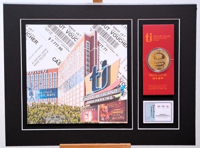 Collage ''ti'', Treasure Island LAS VEGAS mit Commemorative Silber Coin, signiert