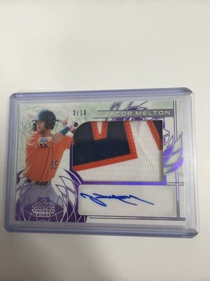 2024 Leaf Trinity #PA-JM2 Jacob Melton Patch Autograph Purple
