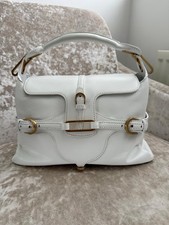 Jimmy Choo Tulita Medium White Leather Top Handle Bag Rare Vintage Dust Bag