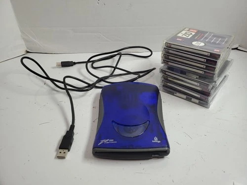 Iomega Zip 250 Z250USBPCMBP 250MB USB Power External Disk Drive w/ ZIP Disks