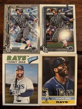 Yandy Diaz 4 Card LOT! Holiday Silver Glitter / Heritage - Tampa Bay Rays