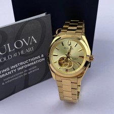 Bulova Surveyor Men's Automatic Watch Gold Tone Dial Stainless Steel 39mm 97A182