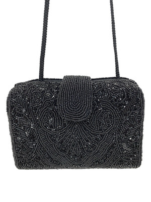 Talbots Women's Beaded Evening Shoulder Bag Black