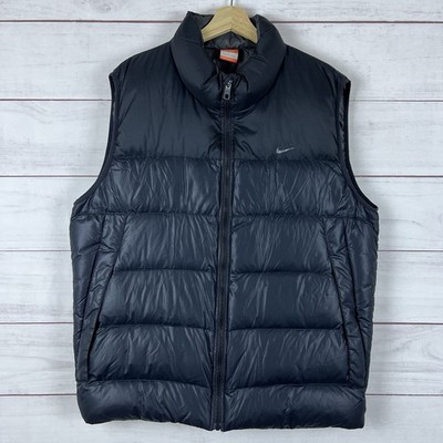 Nike Athletic Dept Duck Down Vest Mens Black Size Large 419009-010 Zip Up Y2K