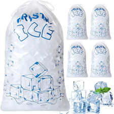 Ice Bags 8 Lb with Drawstring, 50 Count Ice Bag for Ice Machine, Heavy-Duty R...