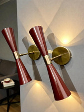 1950's Mid Century Modern Wall Sconce: Italian Diabolo Brass Light Vanity Light