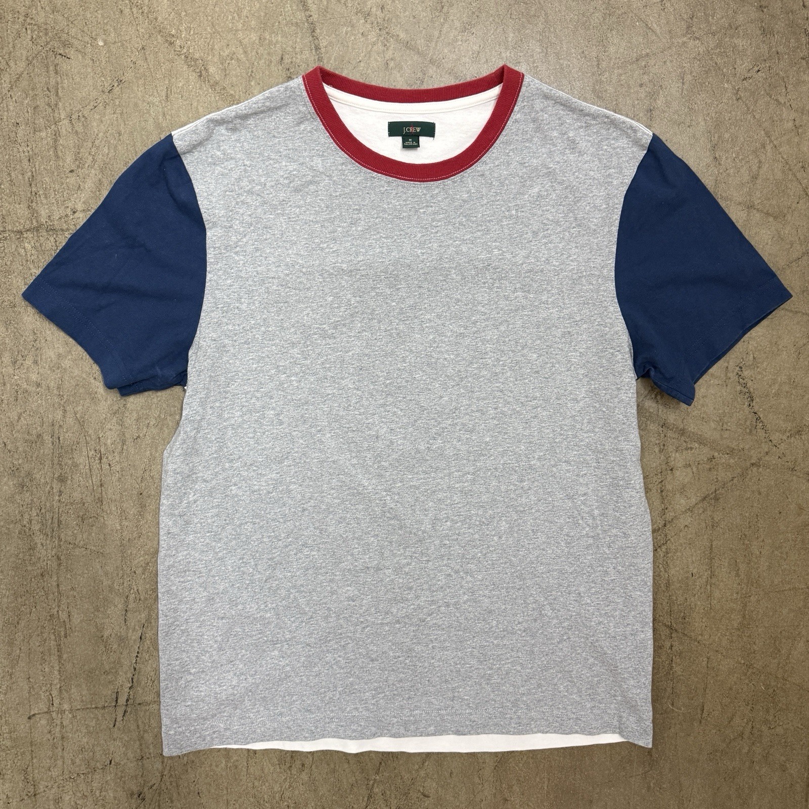 FILA T shirt vintage J Crew uomo media colorblock rema rosso bianco grigio blu cotone anni 90