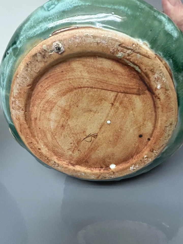 Maceta de colección RARA arte Weller mayólica rana lirio almohadilla cerámica 8"  Foto 4 de 4