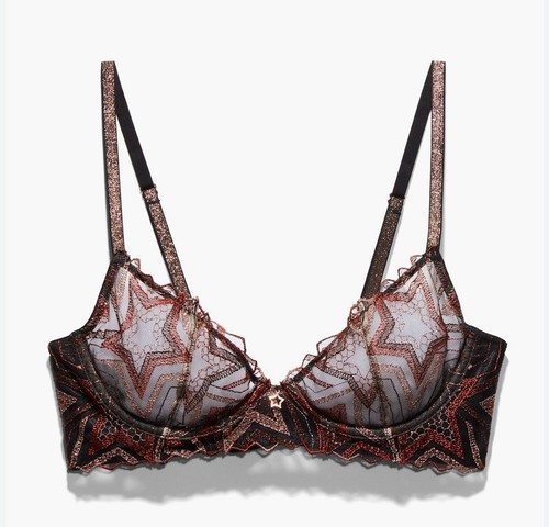 New Savage X Fenty Women's 32 Shining Star Embroidered Unlined Demi Bra