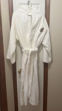 Rare NEW With Tag 80 s Ralph Lauren Hooded Cotton Robe With Embroidered Crest