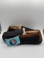 RockDove Men's Hearthfire Memory Foam Moccasin Slipper Black/Dark ASH Size 10