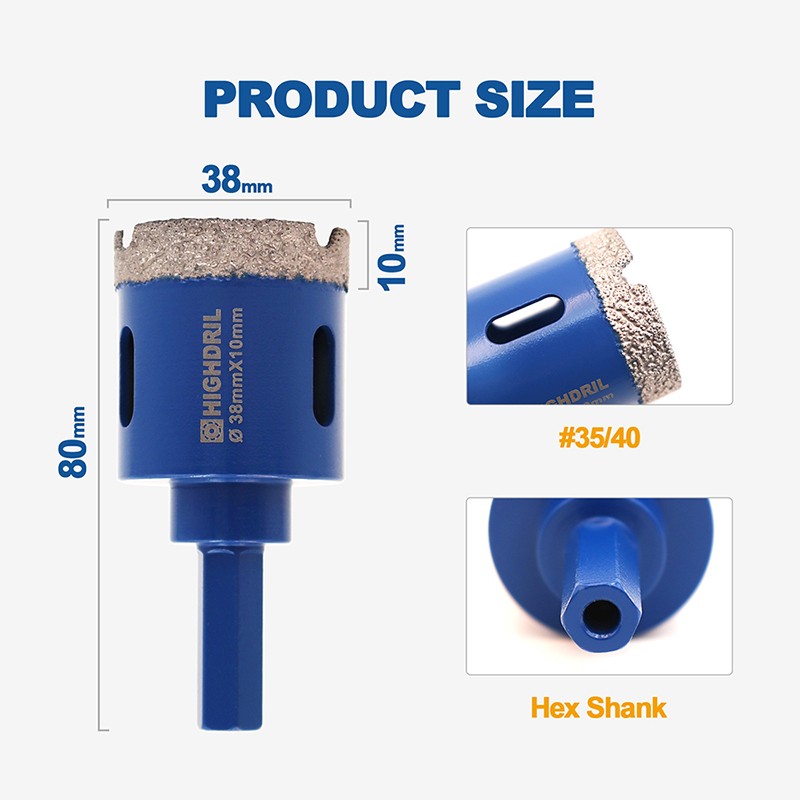 38mm Diamond Drilling Core Bits Hole Saw Cutter Drilling Ceramic Masonary Marble