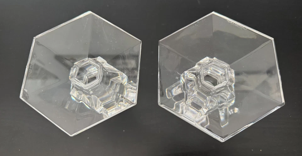 Beautiful Pair of Signed Val Saint Lambert Cut Crystal Candlesticks – Belgium - Image 3 of 4